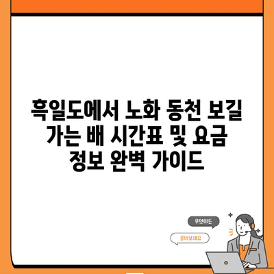 흑일도에서 노화 동천 보길 가는 배 시간표 및 요금 정보 완벽 가이드