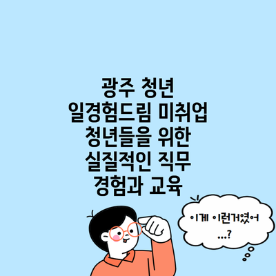 광주 청년 일경험드림 미취업 청년들을 위한 실질적인 직무 경험과 교육