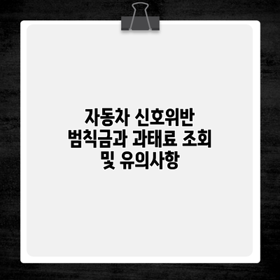 자동차 신호위반 범칙금과 과태료 조회 및 유의사항