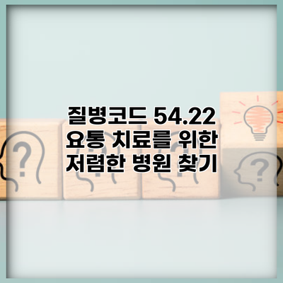 질병코드 54.22 요통 치료를 위한 저렴한 병원 찾기