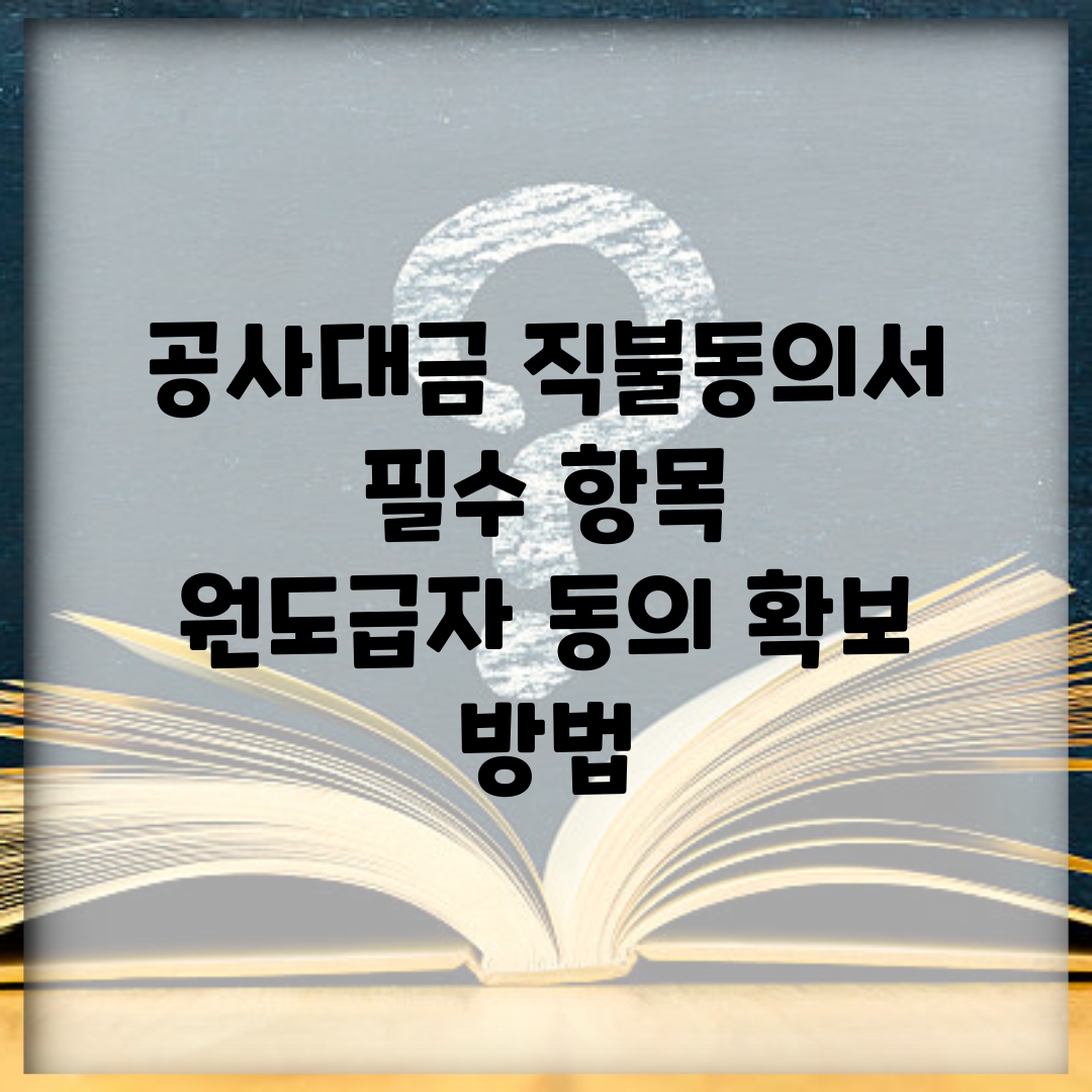 공사대금 직불동의서 필수 항목 | 원도급자 동의 확보 방법