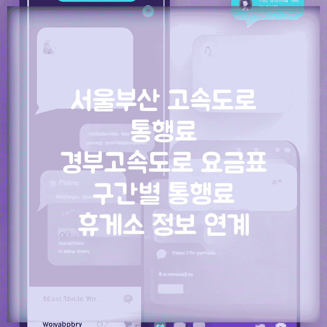 서울부산 고속도로 통행료 | 경부고속도로 요금표 | 구간별 통행료 | 휴게소 정보 연계