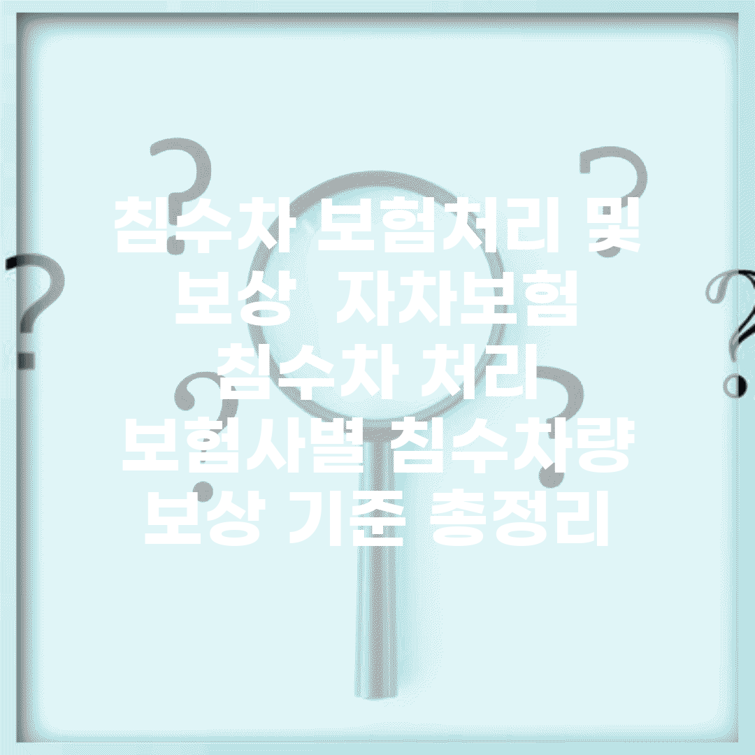 침수차 보험처리 및 보상 | 자차보험 침수차 처리 | 보험사별 침수차량 보상 기준 총정리