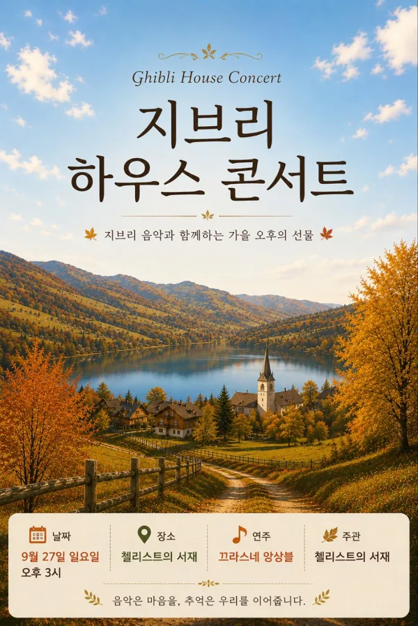 지브리 하우스 콘서트: 가을이 시작하는 날 [부산] 공식 포스터