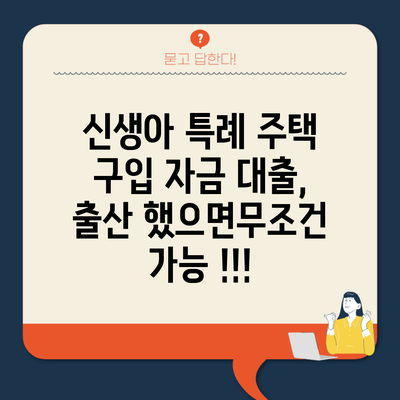 신생아 특례 주택 구입 자금 대출, 출산 했으면무조건 가능 !!!