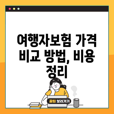 여행자보험 가격 비교 방법, 비용 정리
