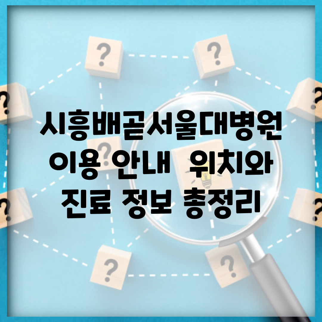 시흥배곧서울대병원 이용 안내 | 위치와 진료 정보 총정리