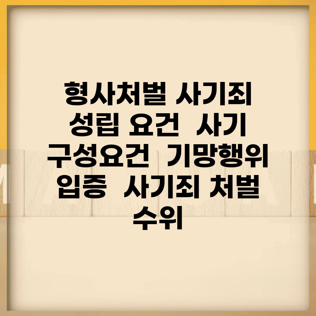 형사처벌 사기죄 성립 요건 | 사기 구성요건 | 기망행위 입증 | 사기죄 처벌 수위