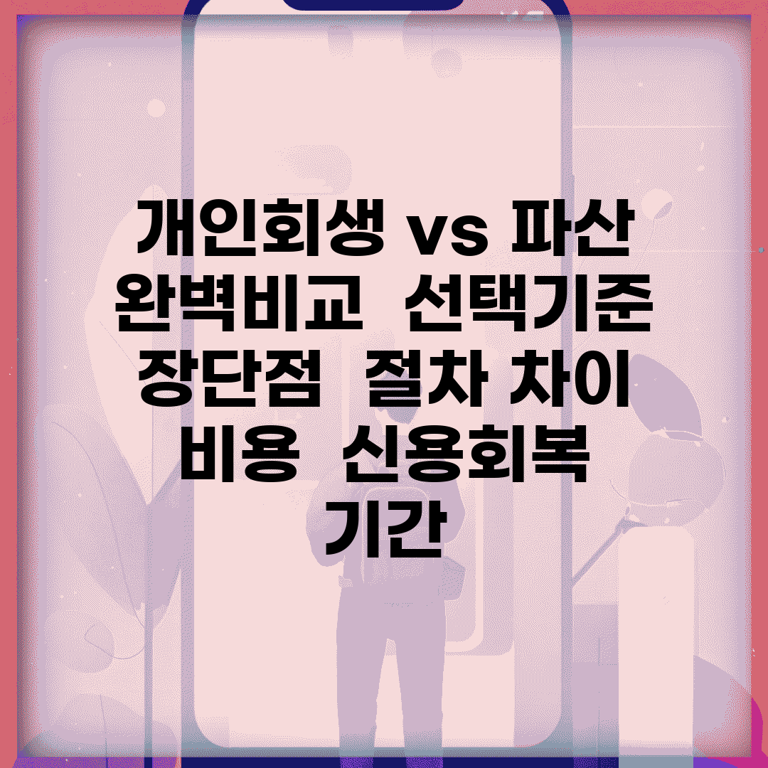 개인회생 vs 파산 완벽비교 | 선택기준 | 장단점 | 절차 차이 | 비용 | 신용회복 기간